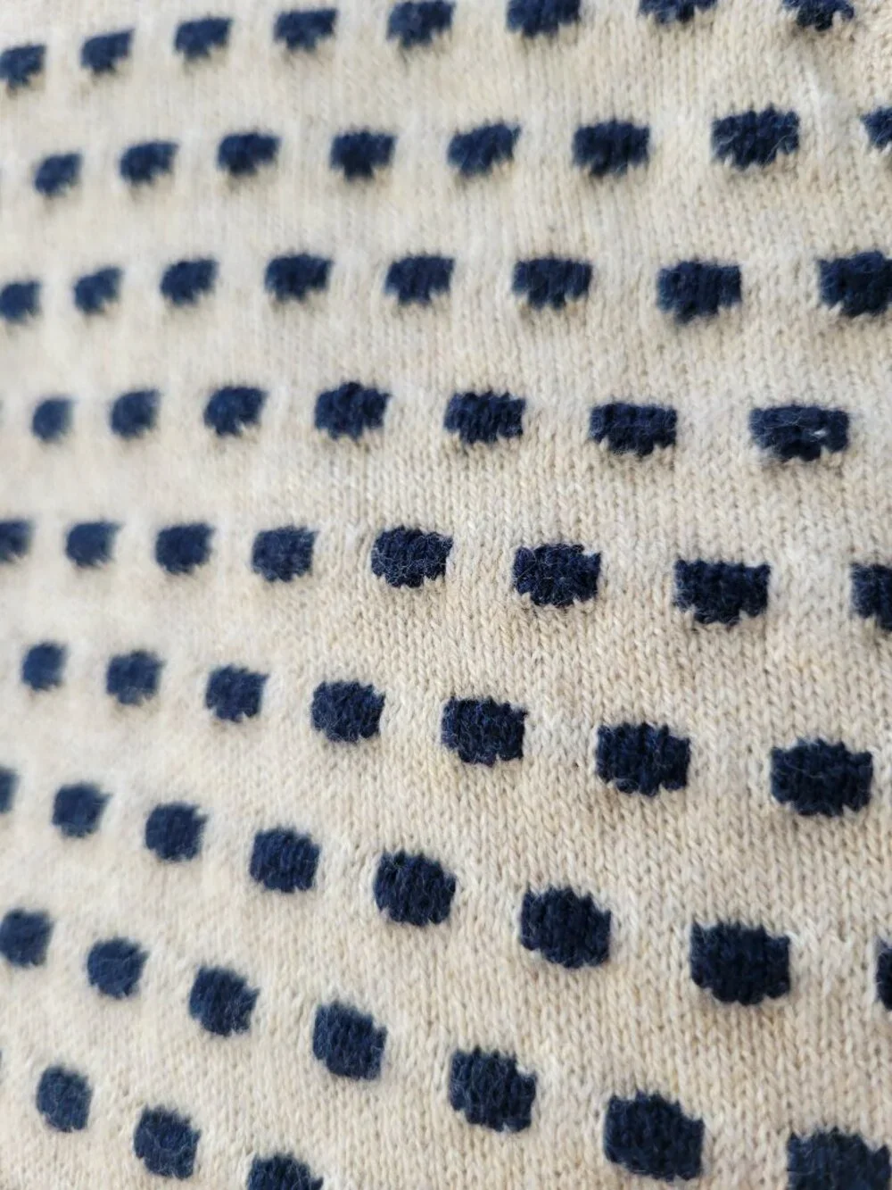 Zaket & Plover Cashmere Cotton Dot Knit Sweater Vest Cream Navy sz M - Picture 8 of 9